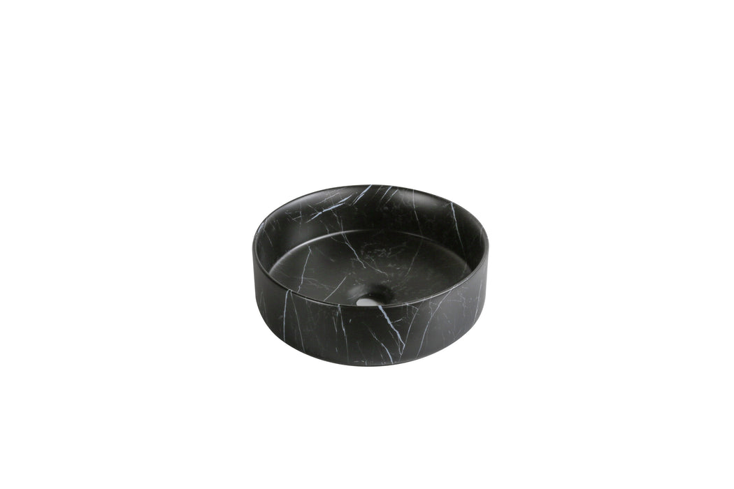 360*360*120mm Infinity Art Matt Black Marble Ceramic Round Above Counter Basins