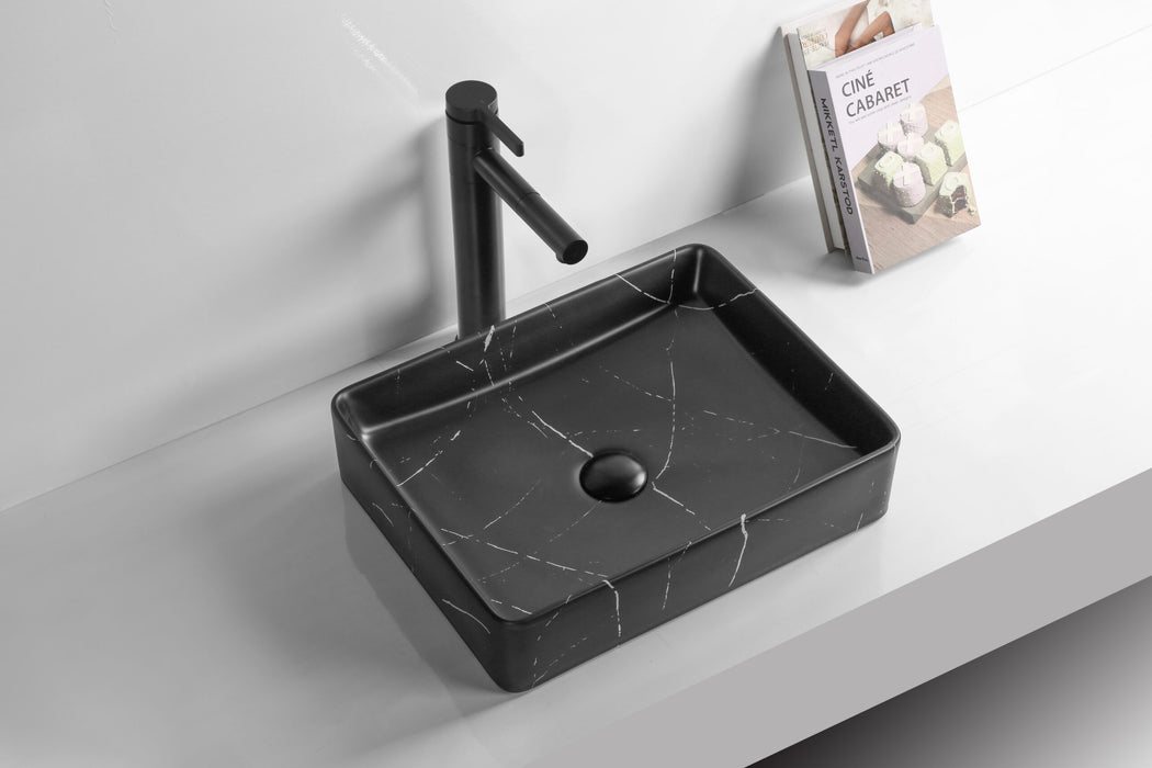 470*360*110mm Infinity Art Matt Black Marble Ceramic Rectangle Above Counter Basins