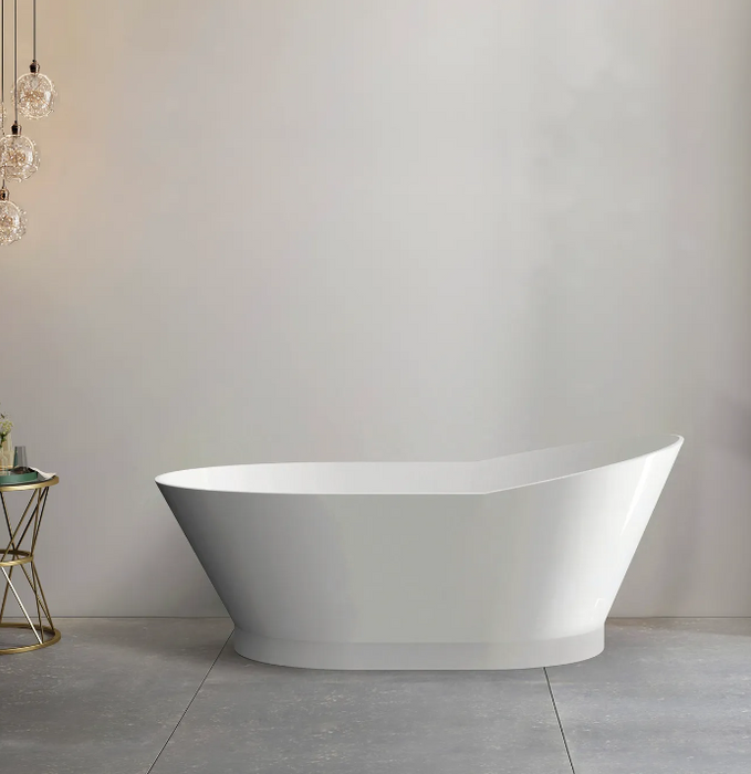 1500/1700*750/800*680mm OTTI London Gloss White Special Shape Curved Acrylic Freestanding Bathtub