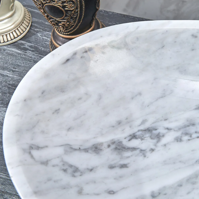 480*330*120mm Infinity Art White Marble Stone Special Shape Above Counter Basins