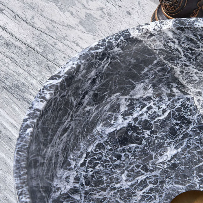 370*370*150mm Infinity Art Grey Marble Stone Round Above Counter Basins