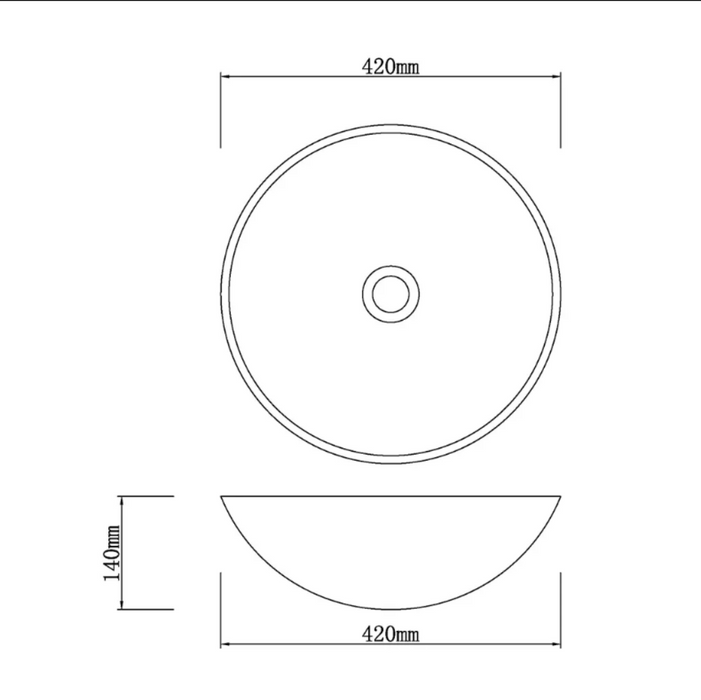 420*420*140mm Infinity Art White Marble Stone Round Above Counter Basins