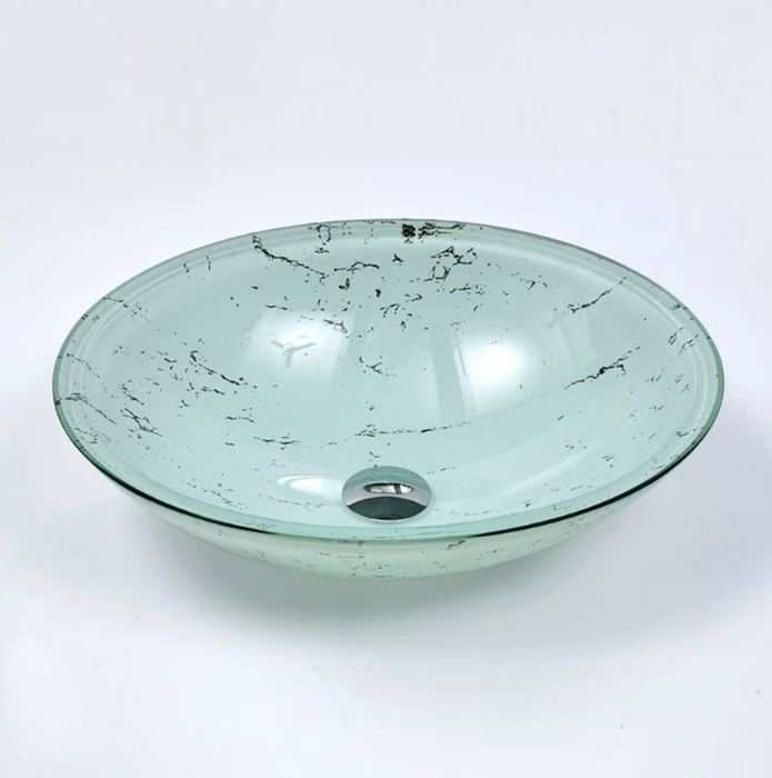 480*390*140mm Infinity Art Marble Double Layer Glass Oval Above Counter Basins