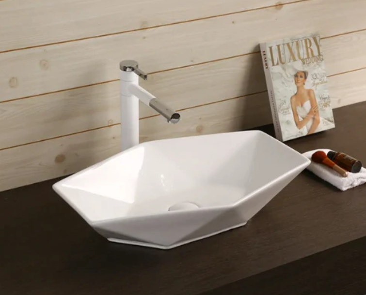 565*365*125mm Infinity Gloss White Ceramic Special Shape Above Counter Basins