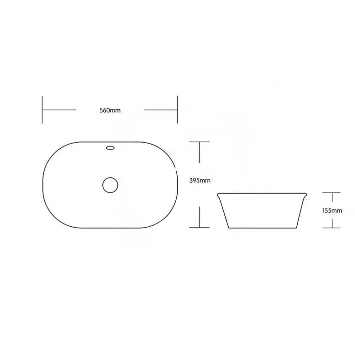 550*390*155mm Infinity Gloss White Ceramic Rectangle With Overflow Above Counter Basins