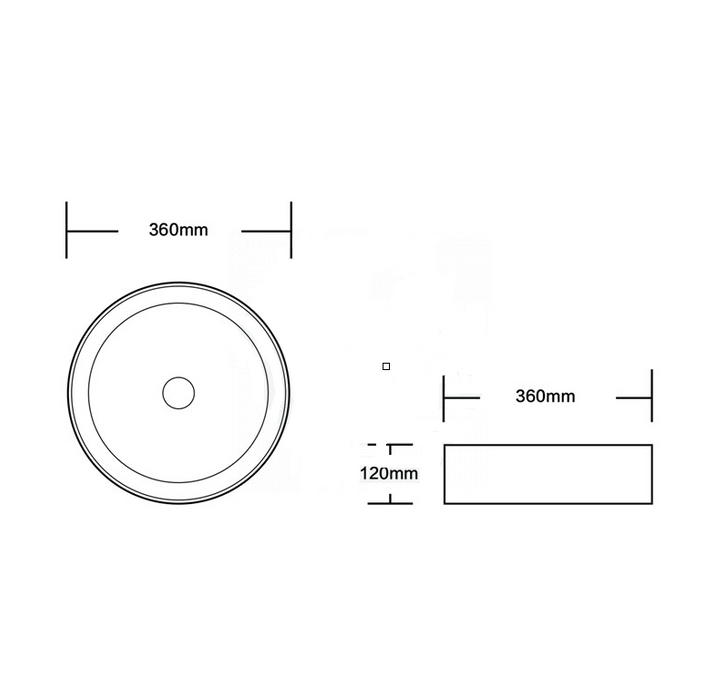 360*360*120mm Infinity Gloss White and Matt Black Ceramic Round Above Counter Basins