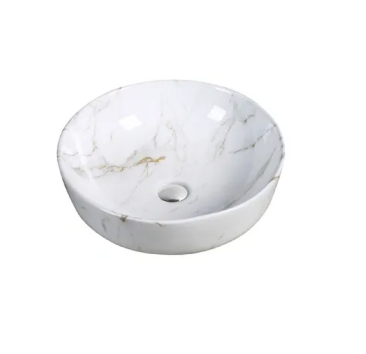 415*415*130mm Infinity Art Marble Ceramic Round Above Counter Basins