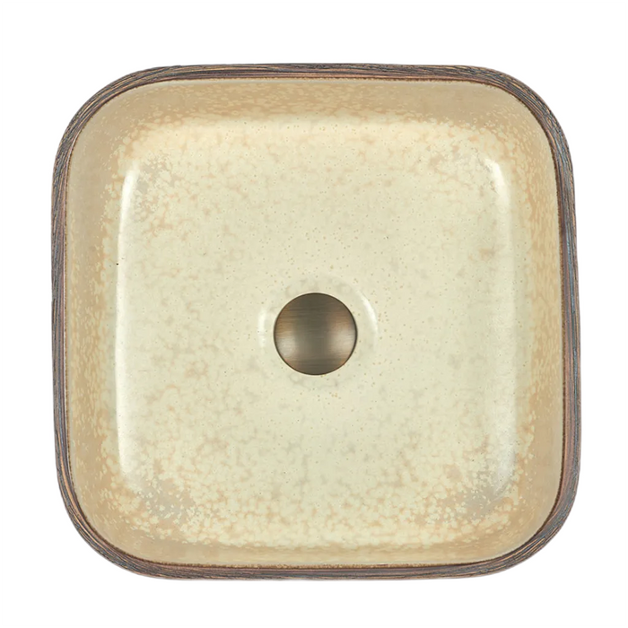 390*390*140mm Infinity Brown And Yellow Porcelain Square Above Counter Basins