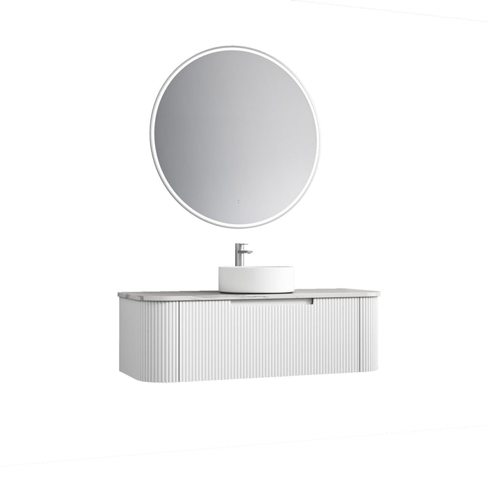 750-1800*460*350mm Aulic Petra Matte White  Wall Hung Curving V Groove Vanity and German Accessories