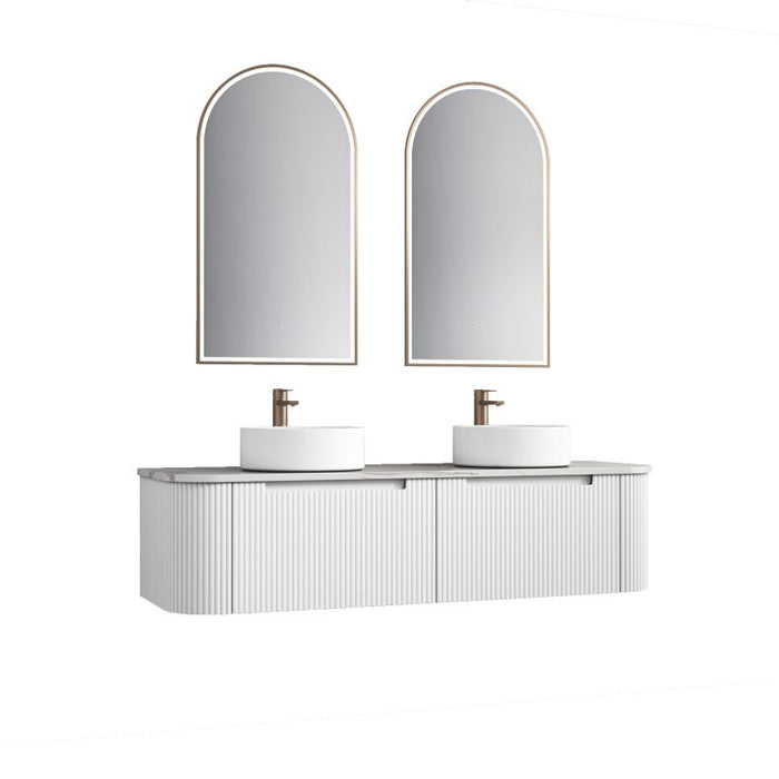 750-1800*460*350mm Aulic Petra Matte White  Wall Hung Curving V Groove Vanity and German Accessories