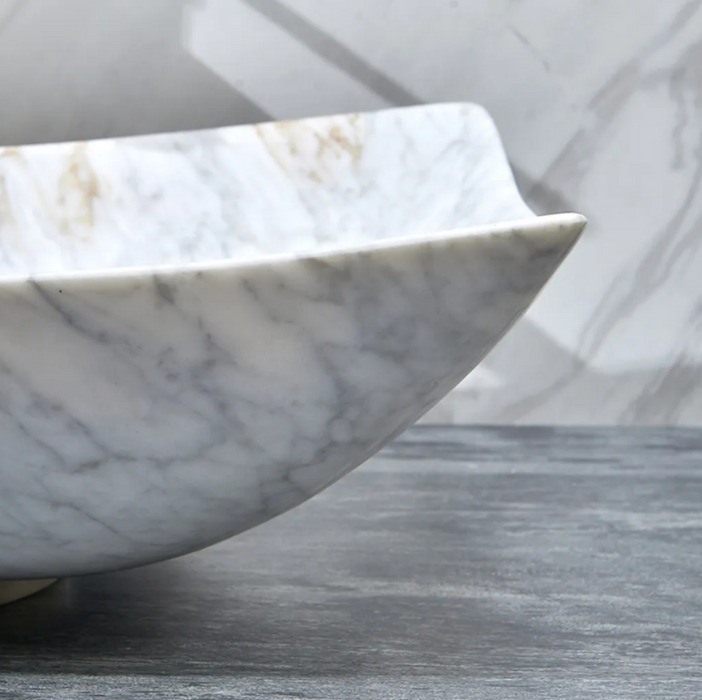 500*400*135mm Infinity Art White Marble Stone Special Shape Above Counter Basins