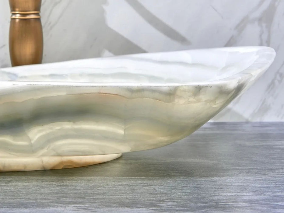 700*390*110mm Infinity Art White Onyx Stone Special Shape Above Counter Basins