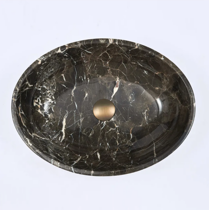 510*380*150mm Infinity Art Black Marble Stone Oval Above Counter Basins