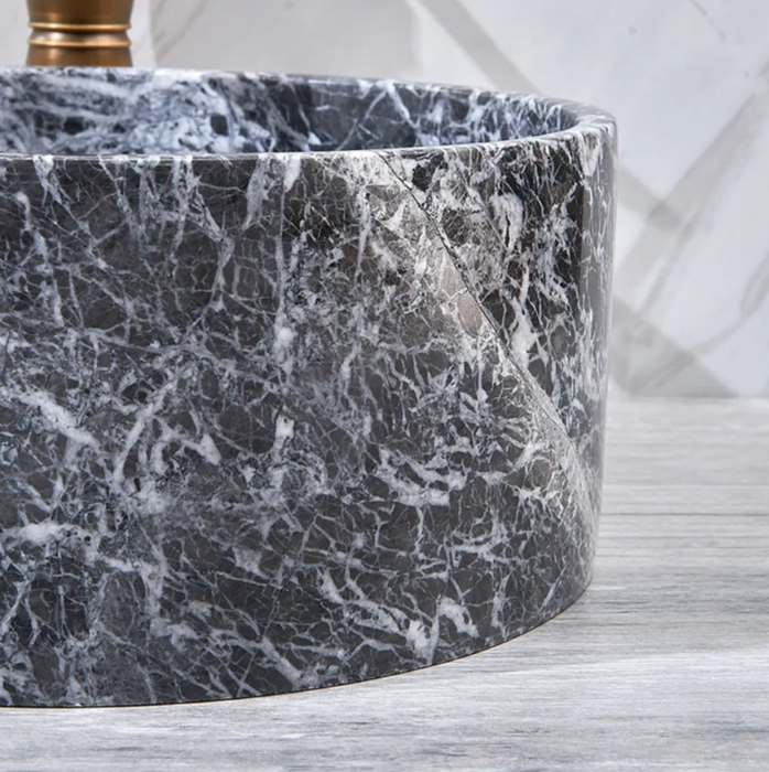 370*370*150mm Infinity Art Grey Marble Stone Round Above Counter Basins