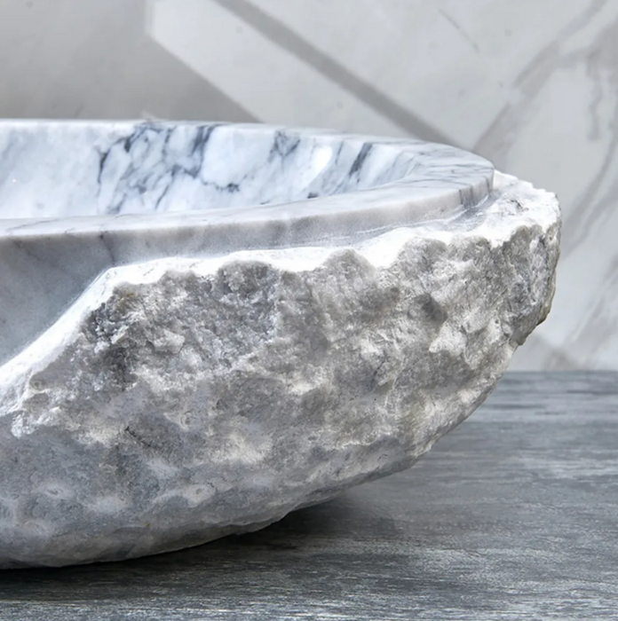 550*350*130mm Infinity Art Grey Marble Stone Oval Above Counter  Basins