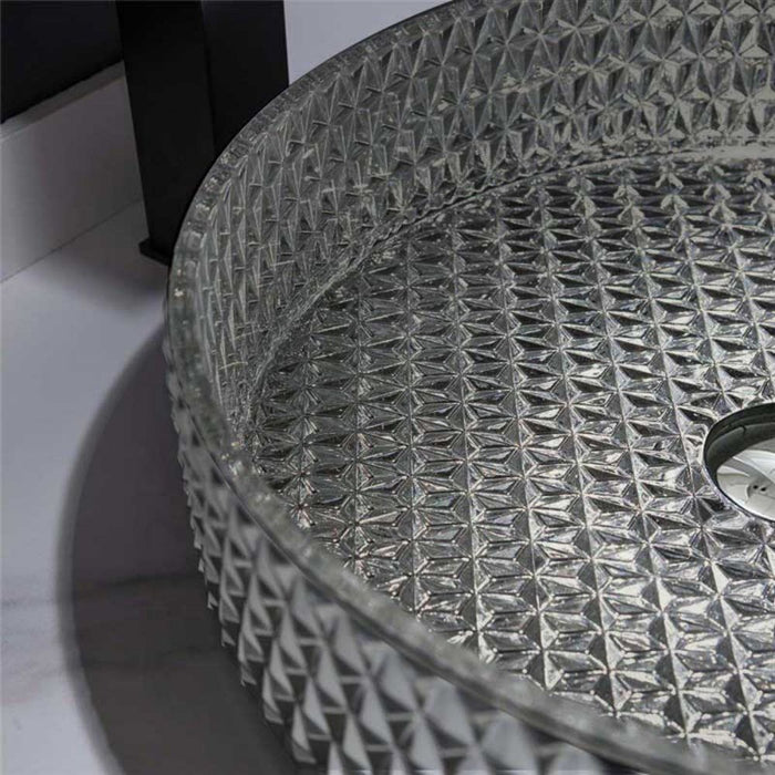 395*395*125mm Infinity Art Silver Glass Round Above Counter Basins