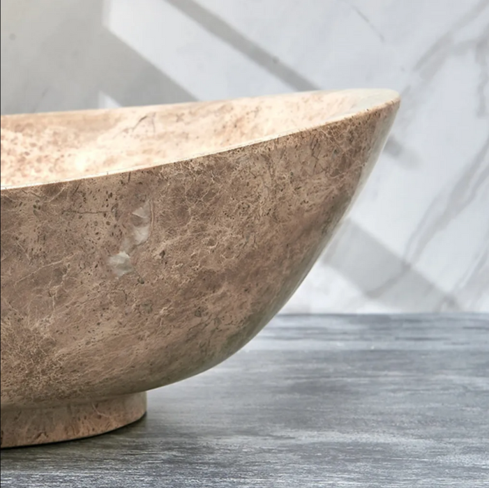 500*350*150mm Infinity Art Brown Marble Stone Oval Above Counter Basins