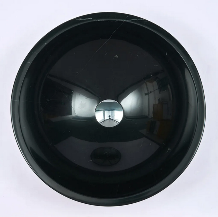 420*420*140mm Infinity Art Black Marble Stone Round Above Counter Basins