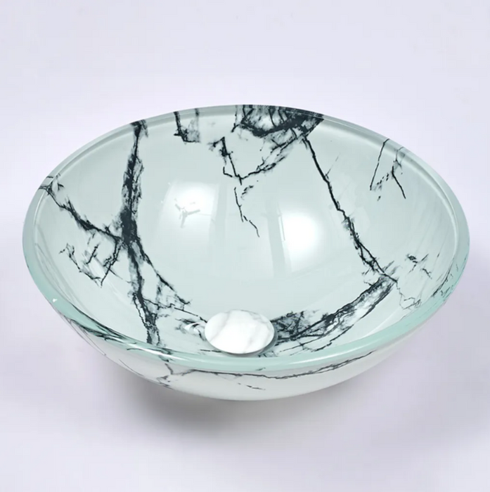 420*420*145mm Infinity Art Marble Glass Round Above Counter Basins