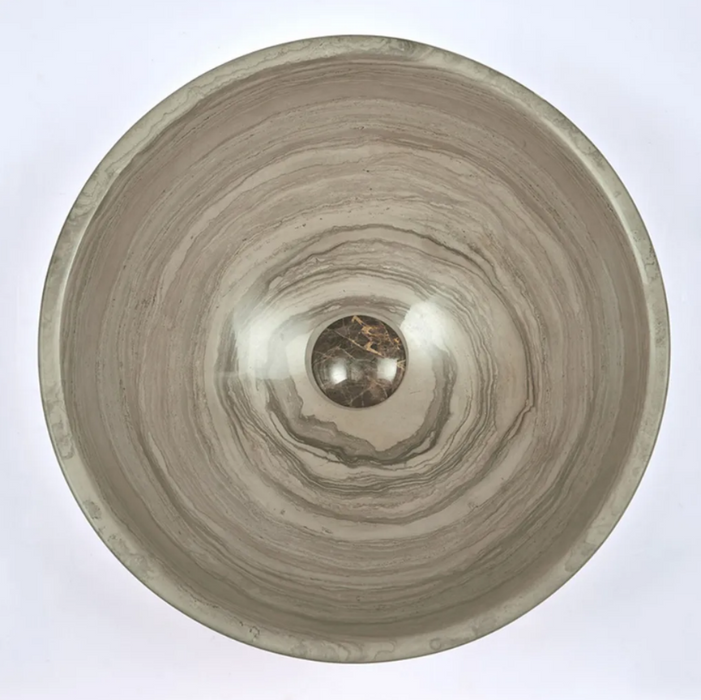 420*420*140mm Infinity Art Brown Marble Stone Round Above Counter Basins