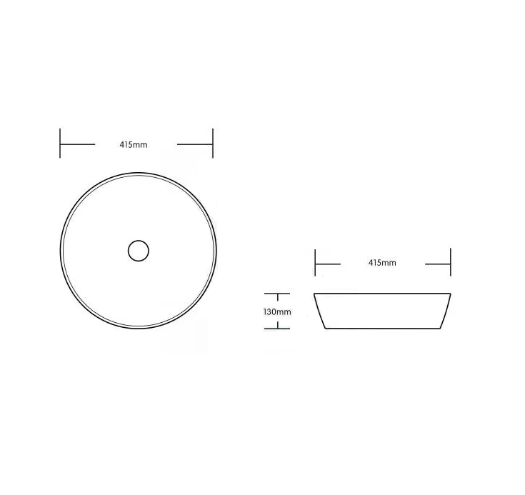 415*415*130mm Infinity Art Marble Ceramic Round Above Counter Basins