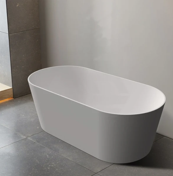 1500/1700*800*600mm ABS Mia Riva-Slim Matt White Oval Acrylic Freestanding Bathtub