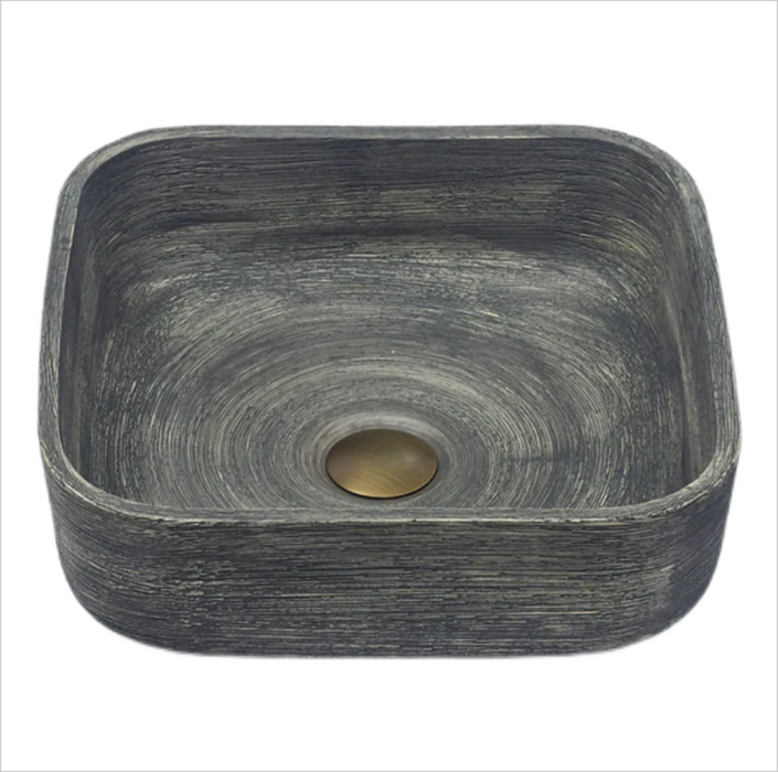 390*390*140mm Infinity Grey Porcelain Square Above Counter Basins