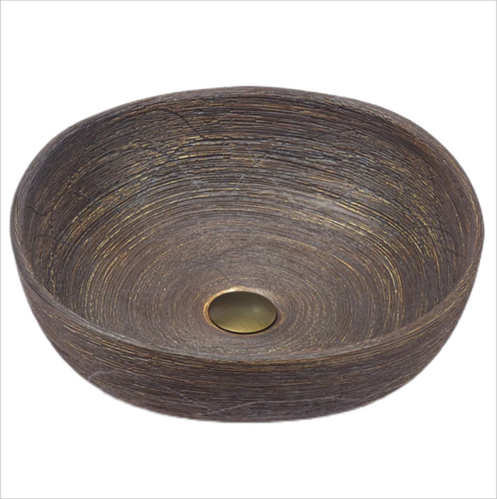 440*440*140mm Infinity Brown Porcelain Round Above Counter Basins