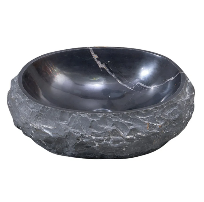 500*400*150mm Infinity Art Black Marble Stone Oval Above Counter Basins