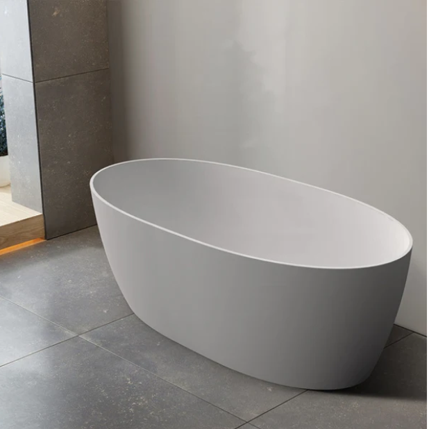 1500/1700*800*600mm ABS Delta Riva-Slim Matt White Oval Acrylic Freestanding Bathtub