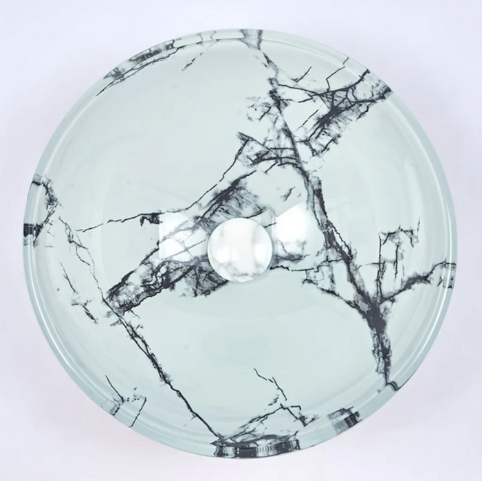 420*420*145mm Infinity Art Marble Glass Round Above Counter Basins