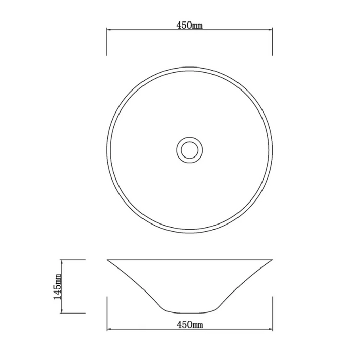 450*450*145mm Infinity Art Grey Glass Round Above Counter Basins