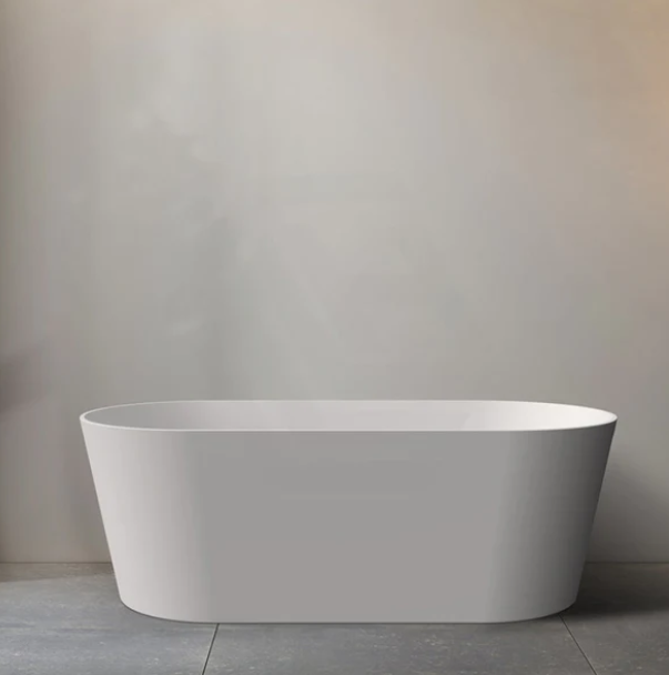 1500/1700*800*600mm ABS Mia Riva-Slim Matt White Oval Acrylic Freestanding Bathtub