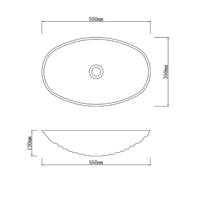 550*350*130mm Infinity Art Grey Marble Stone Oval Above Counter  Basins