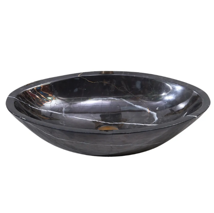 600*380*150mm Infinity Art Black Marble Stone Oval Above Counter Basins