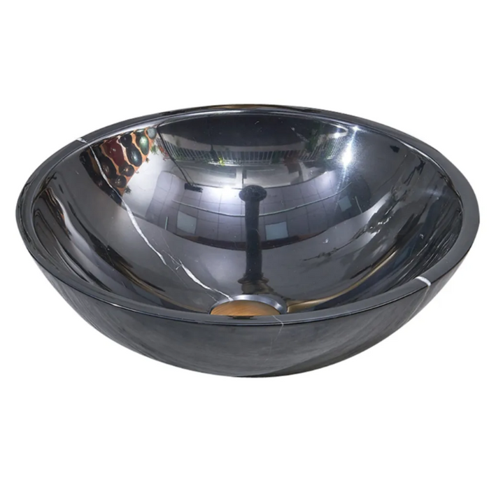 420*420*140mm Infinity Art Black Marble Stone Round Above Counter Basins