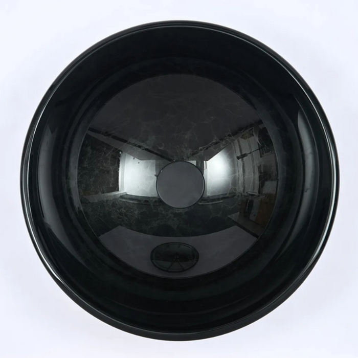 420*420*145mm Infinity Round Art Black Glass Above Counter Basins