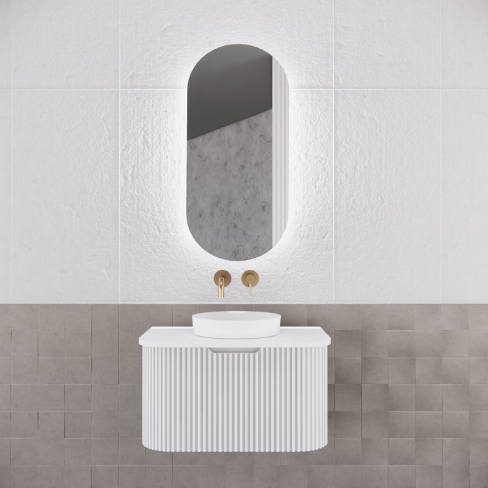 450*870*150mm ABS Paris Oval Matt Black/Matt White Copper-free Mirror Plywood LED Shaving Cabinet