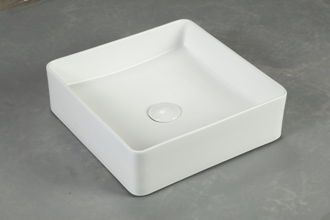 360x360x120mm ABS 488 Gloss/Matt White Ceramic Square Above Counter Basin