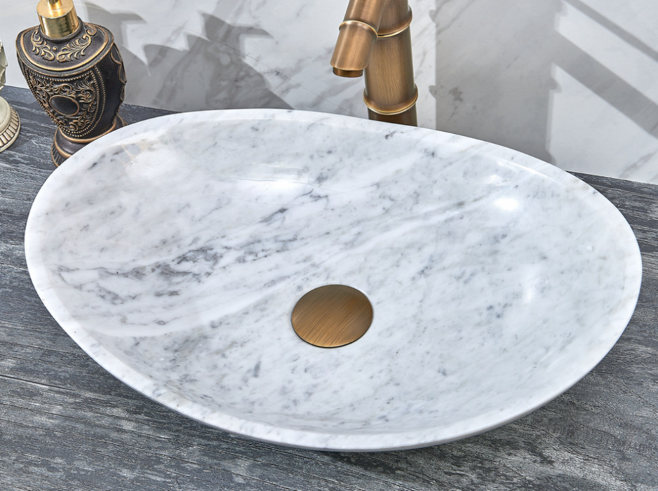 480*330*120mm Infinity Art White Marble Stone Special Shape Above Counter Basins