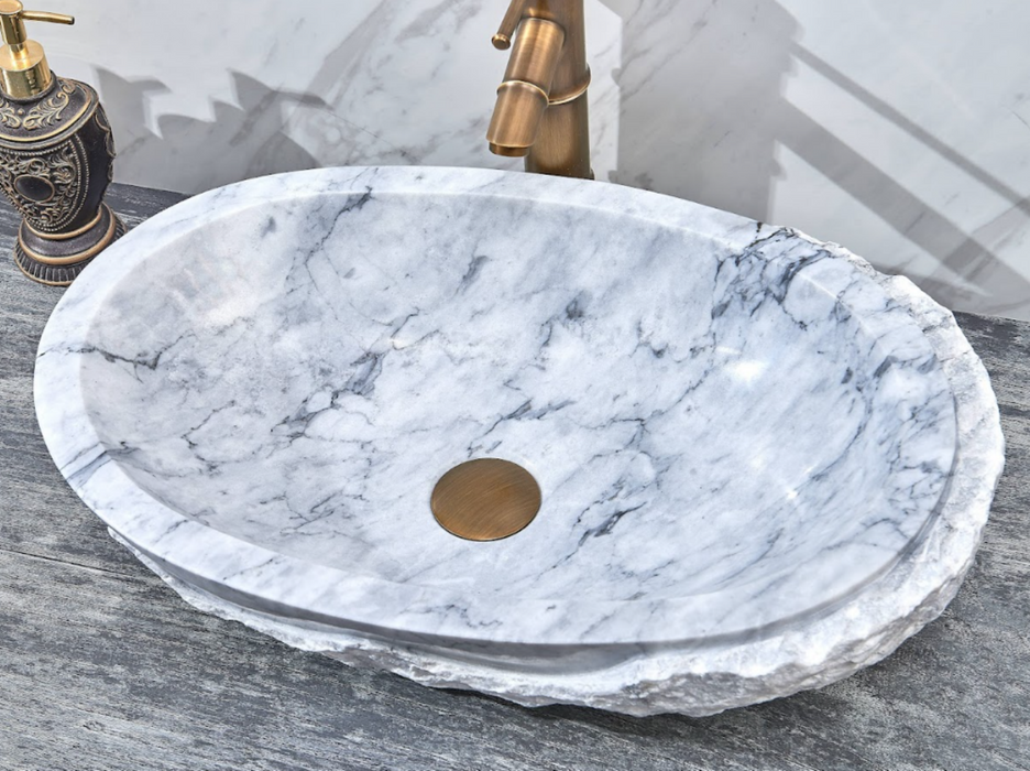 550*350*130mm Infinity Art Grey Marble Stone Oval Above Counter  Basins