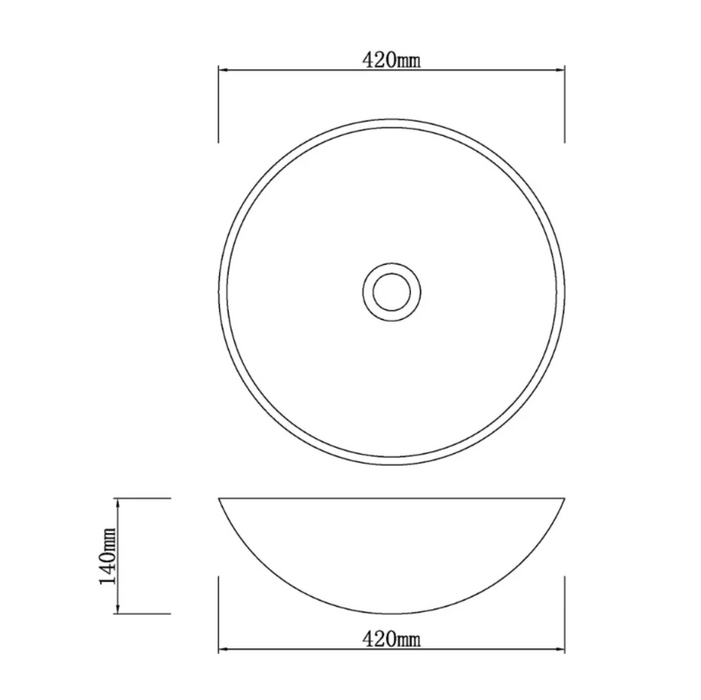 420*420*140mm Infinity Art Black Marble Stone Round Above Counter Basins