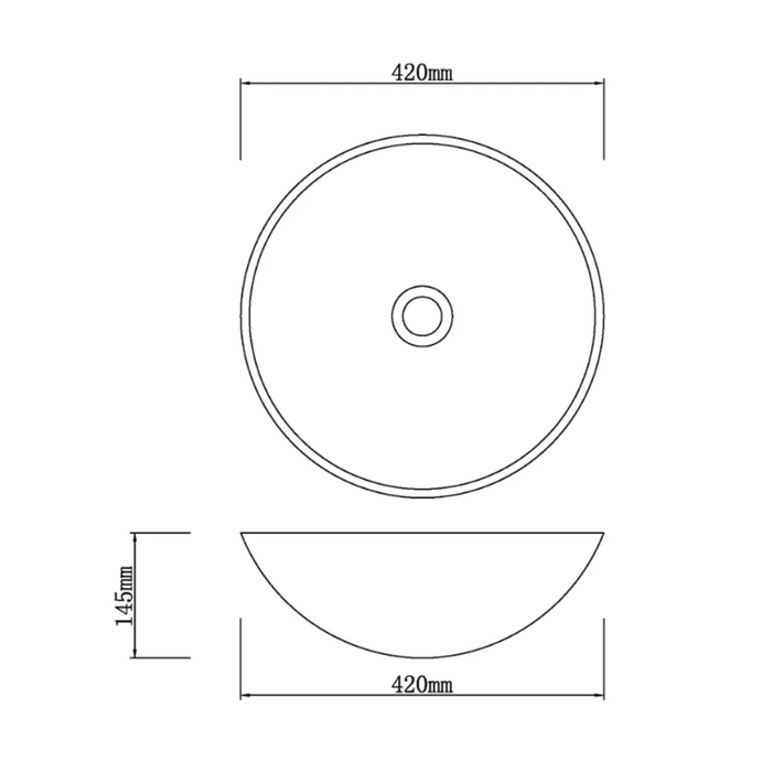 420*420*145mm Infinity Art Dark Grey Double Layer Glass Round Above Counter Basins