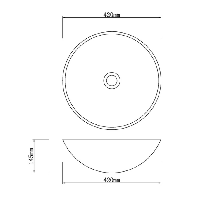 420*420*145mm Infinity Art Marble Double Layer Glass Round Above Counter Basins