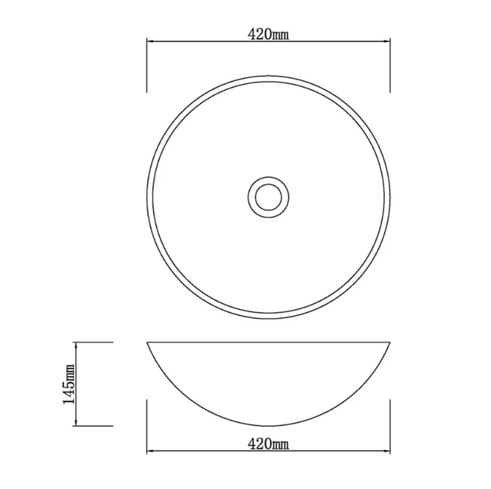 420*420*145mm Infinity Art Round Marble Double Layer Glass Above Counter Basins