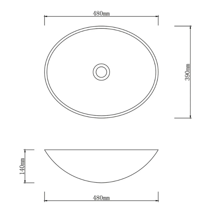 480*390*140mm Infinity Art Marble Double Layer Glass Oval Above Counter Basins