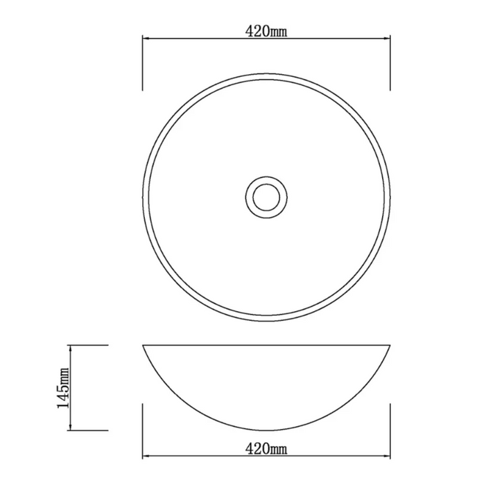 420*420*145mm Infinity Art Marble Glass Round Above Counter Basins