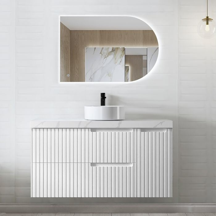 600-1500*460*550mm Noosa Matte White High Moisture Resistant Plywood/Polyurethane Wall Hung Vanity