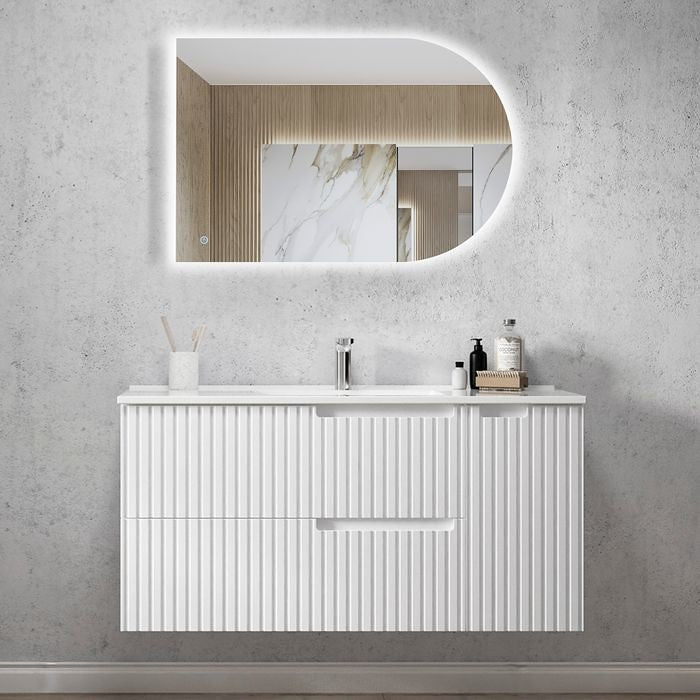 600-1500*460*550mm Noosa Matte White High Moisture Resistant Plywood/Polyurethane Wall Hung Vanity