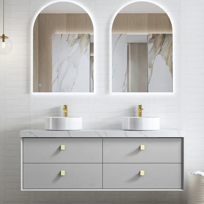 600-1500*460*550mm Boston Light Grey High Moisture Resistant Plywood/Polyurethane Wall Hung Vanity